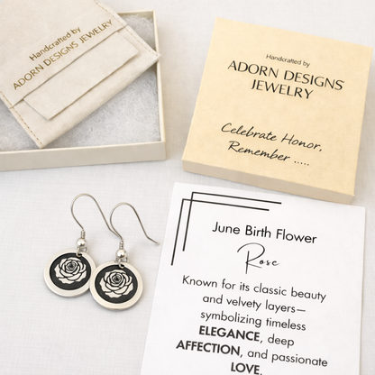 June Birthday Gift | Birth Month Flower Earrings | Rose | Born in June