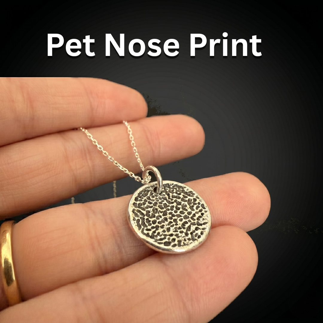 Pet Memorial Necklace, Dog  or Cat Nose Imprint - Sterling Silver Keepsake Gift for Loss of Animal