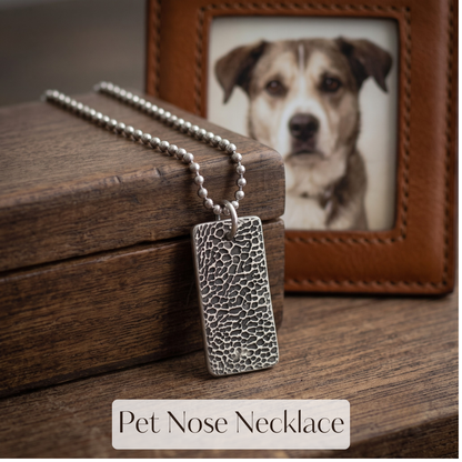 Pet Memorial Necklace, Dog Nose Imprint - Sterling Silver Remembrance, Rainbow Bridge Loss, Unisex