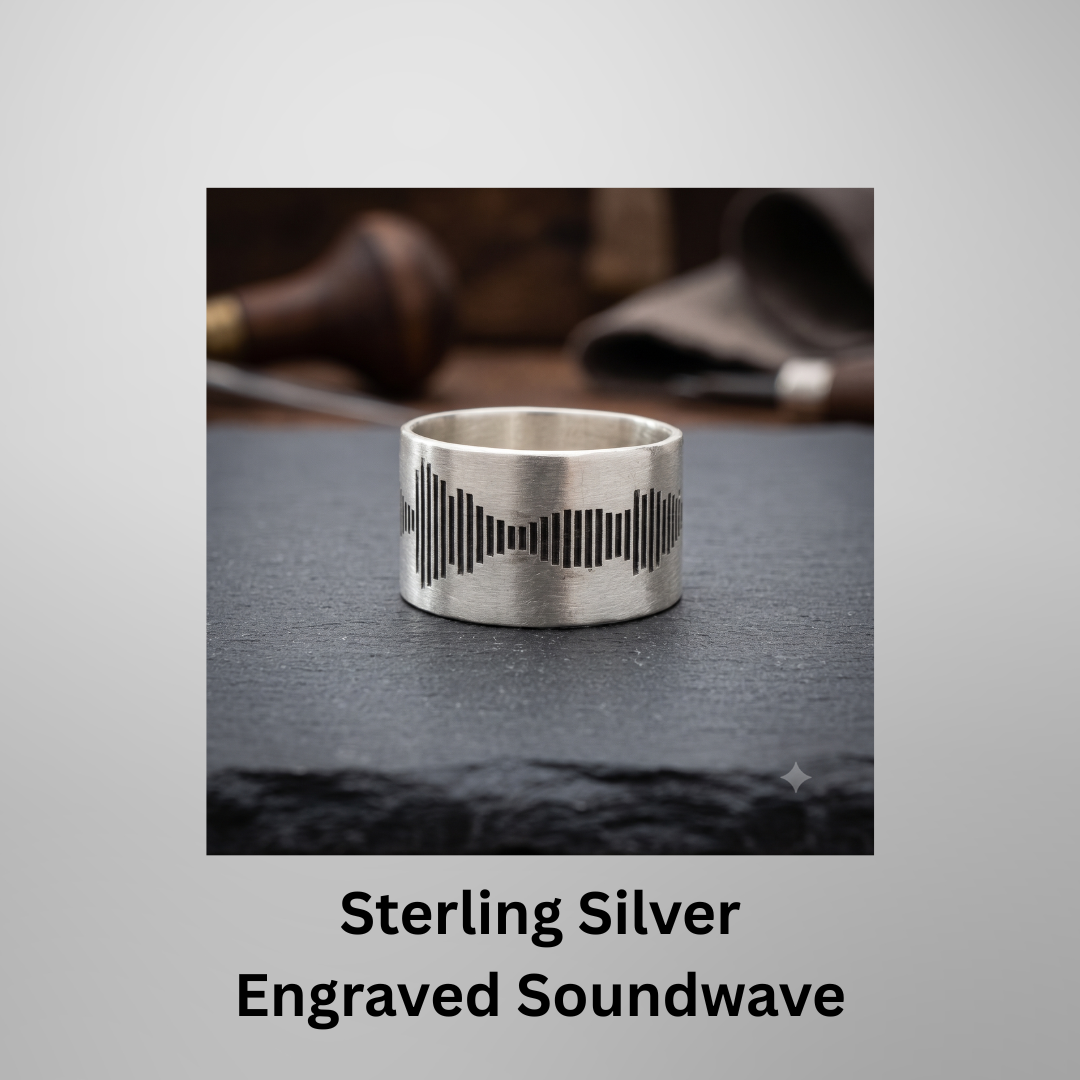 Soundwave Ring — Sterling Silver, Custom Voice Recording, Unisex