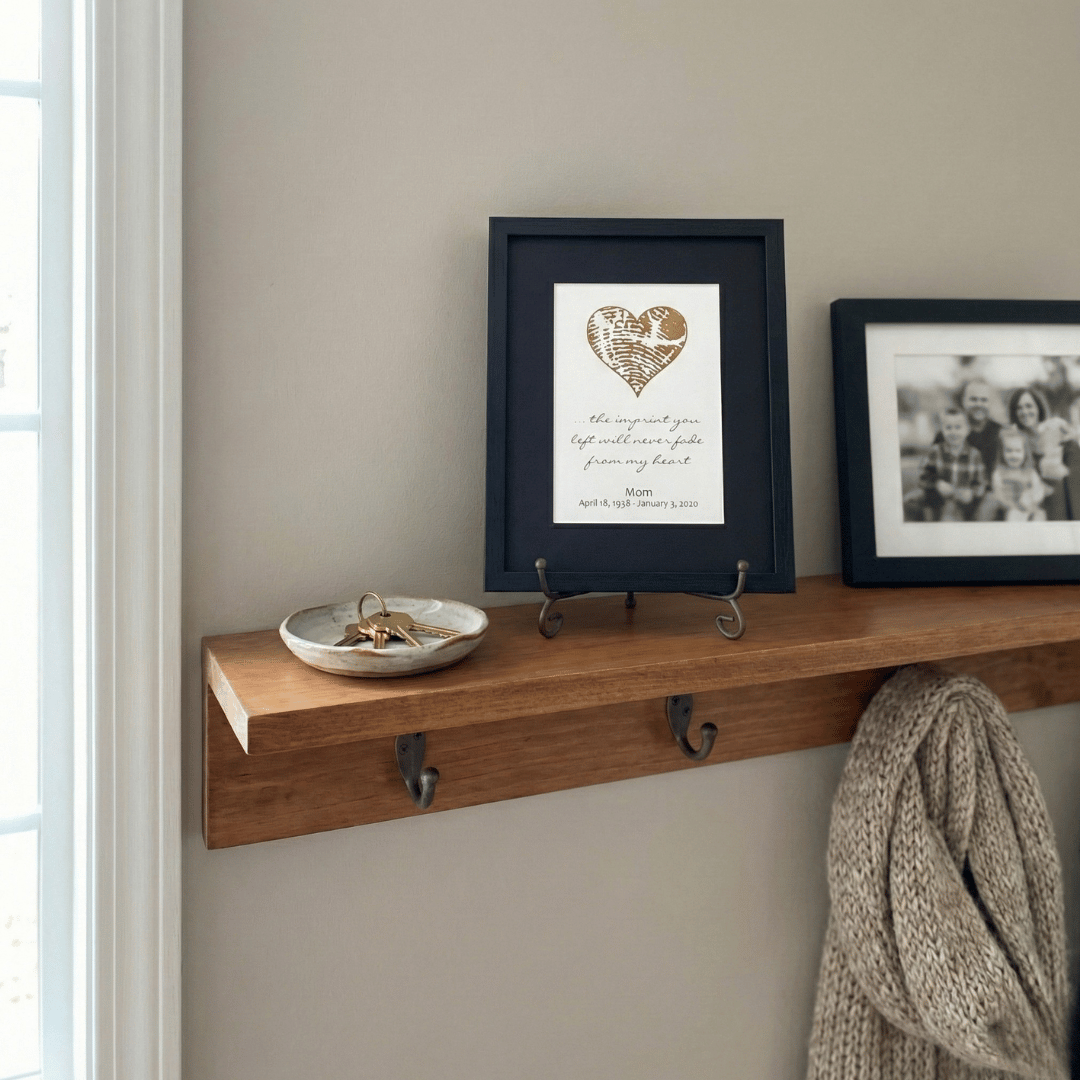 fingerprint memorial art print on shelf