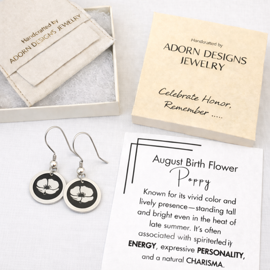 August Birthday Gift | Birth Month Flower Earrings | Poppy | Born in August