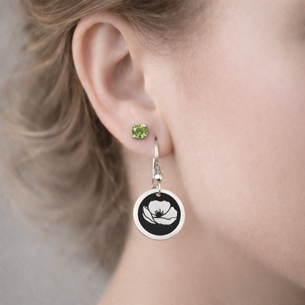 August Birthday Gift | Birth Month Flower Earrings | Poppy | Born in August