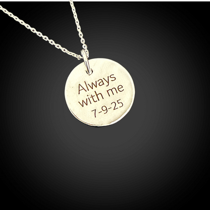 Fingerprint Disk Necklace — Sterling Silver Memorial Pendant