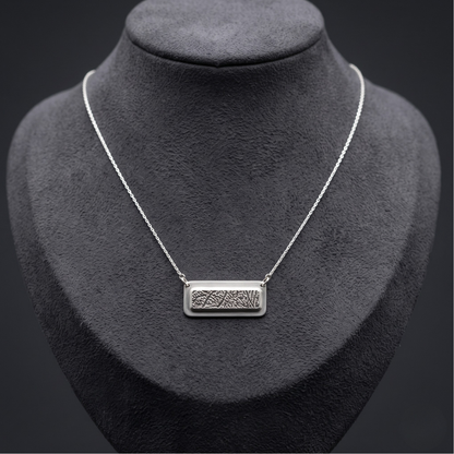 Fingerprint Bar Necklace — Sterling Silver, 1¼" × ½", 1–3 Prints