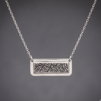Fingerprint Bar Necklace — Sterling Silver, 1¼" × ½", 1–3 Prints