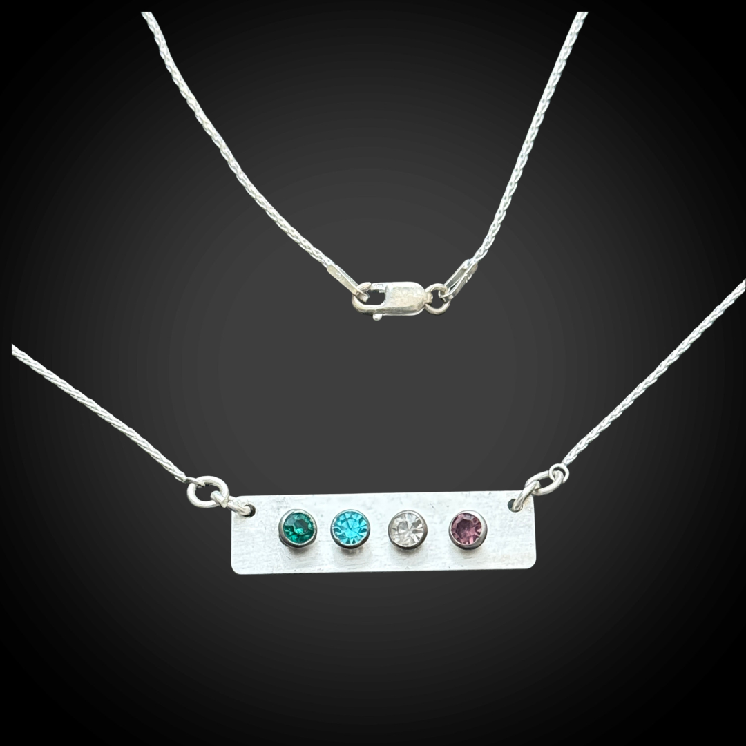 Sterling Silver Family Birthstone Bar Necklace