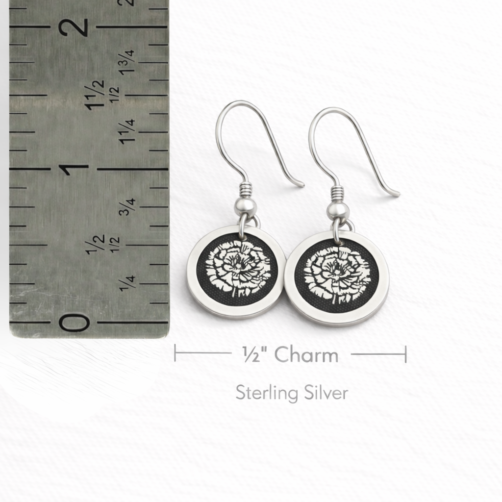 January Birthday Gift | Birth Month Flower Earrings | Carnation | Born in January