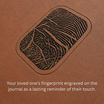 Remembrance Journal Personalized with Engraved Fingerprint, Name and Verse for Loss of Loved One