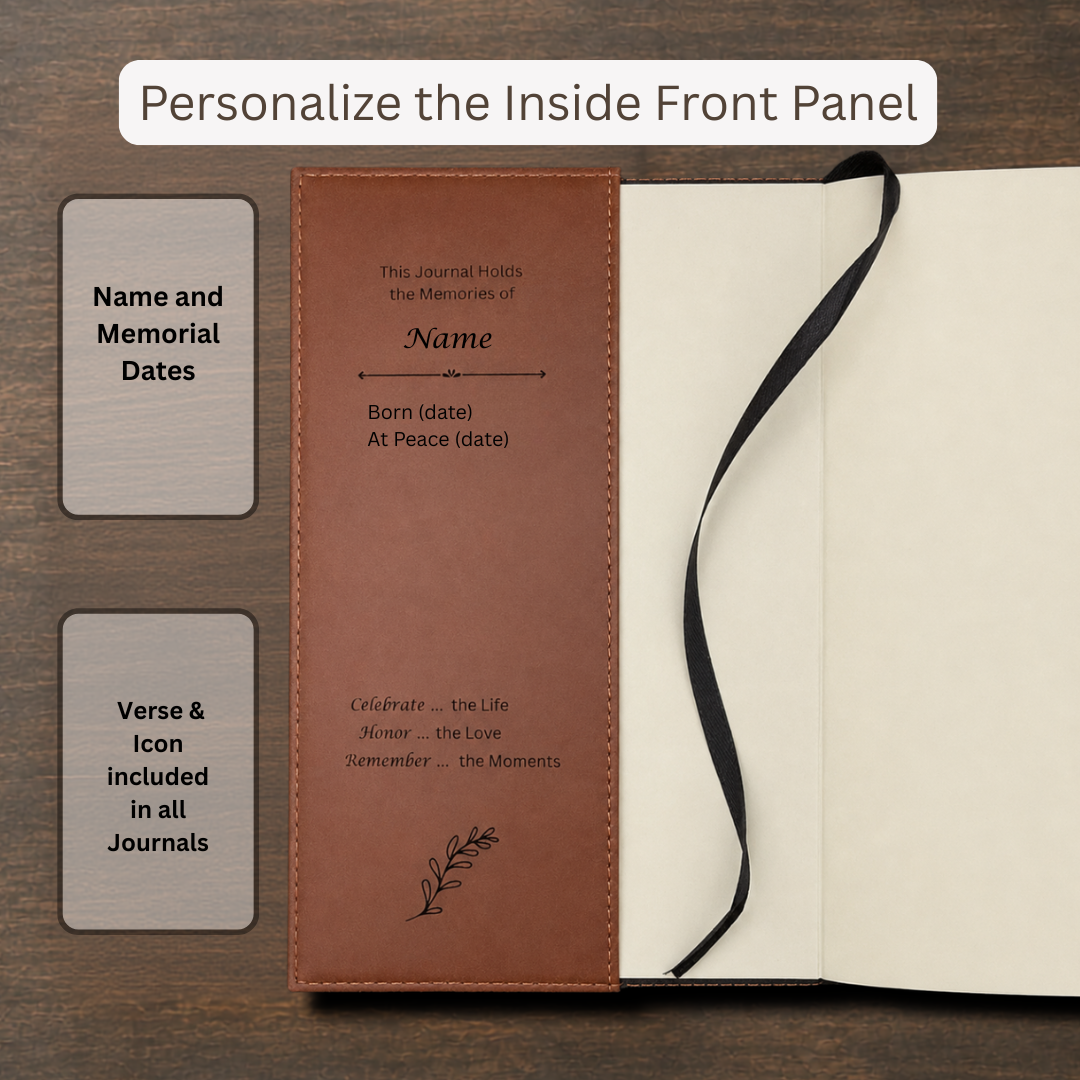 Remembrance Journal Personalized with Engraved Fingerprint, Name and Verse for Loss of Loved One