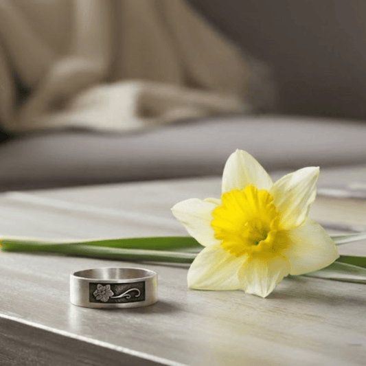 march birth month flower daffodil sterling silver ring