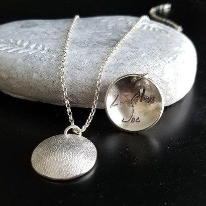 Sterling Silver Fingerprint Dome Necklace - Adorn Designs Jewelery