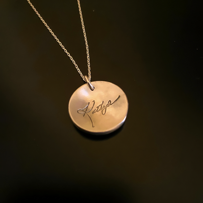 Fingerprint Dome Necklace — Sterling Silver with 18" Flat Oval Cable Chain (Back Engraving Available)