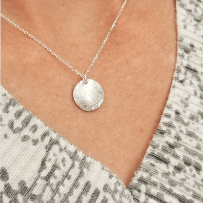 Sterling Silver Fingerprint Dome Necklace - Adorn Designs Jewelery