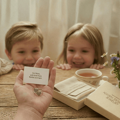 Double Fingerprint Heart Ring — Wrap Style - Sterling Silver with Two Heart