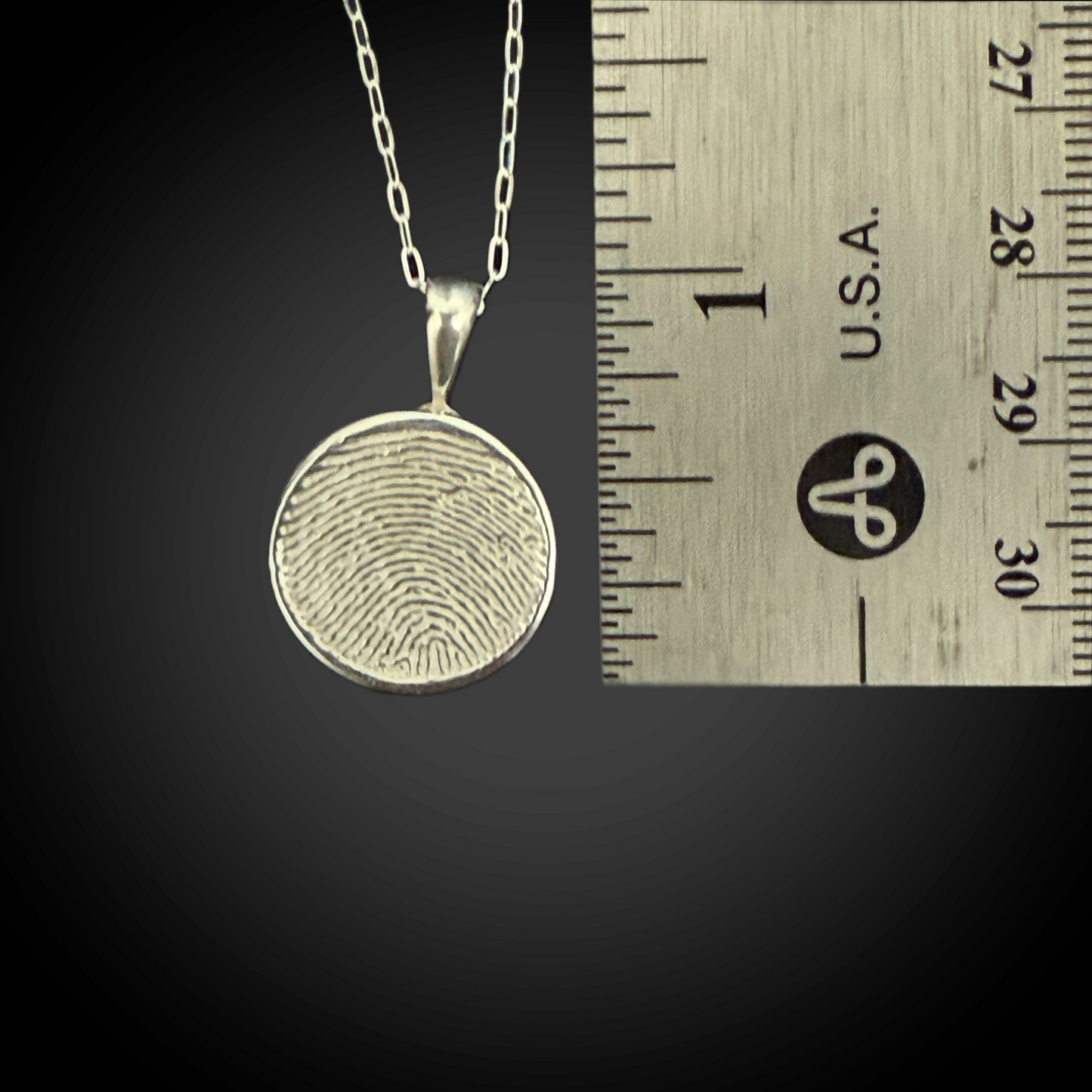 Fingerprint Disk Necklace — Sterling Silver Memorial Pendant