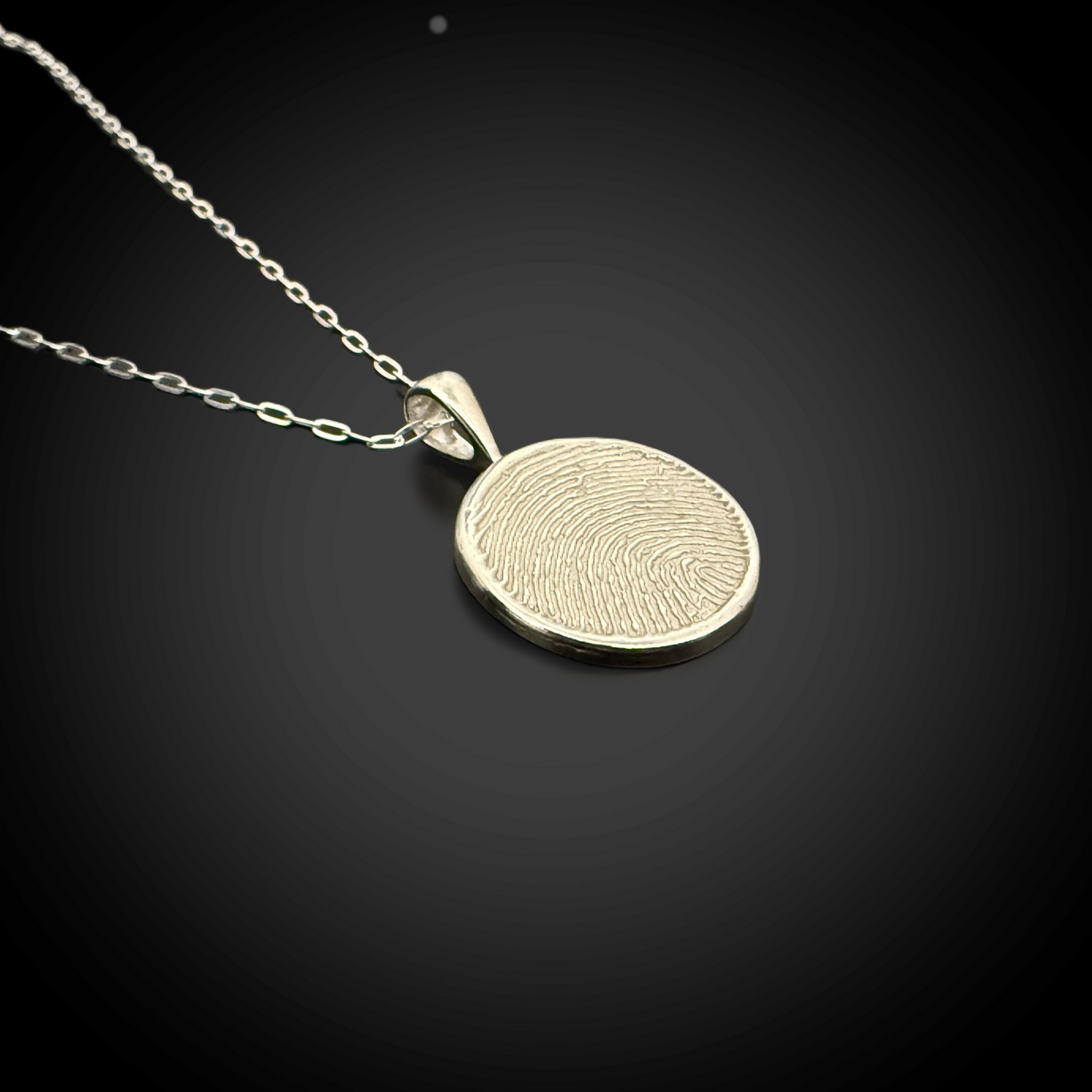 Fingerprint Disk Necklace — Sterling Silver Memorial Pendant
