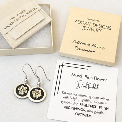March Birthday Gift | Birth Month Flower Earrings | Daffodil | Born in March