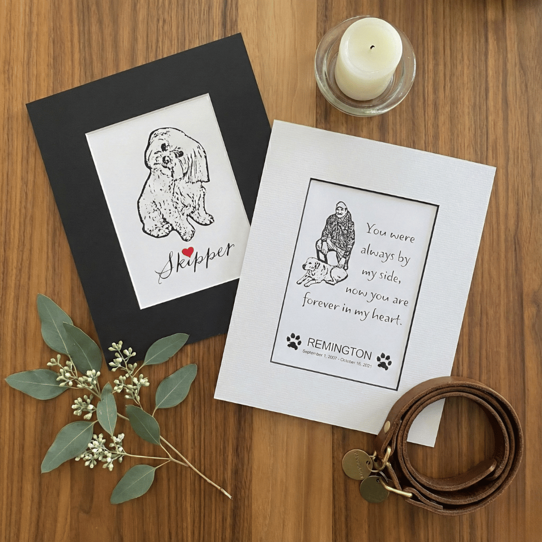 two framed pet memorial art prints