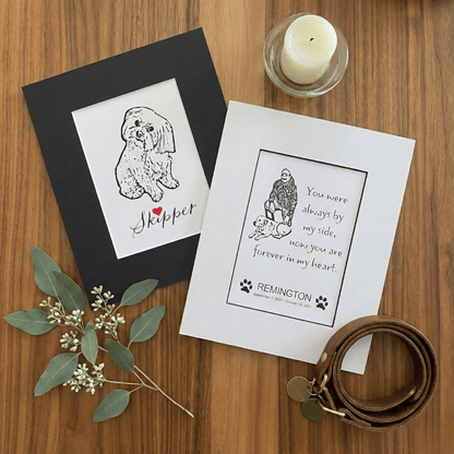 two framed pet memorial art prints