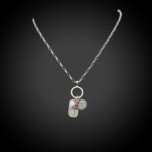 Overall drop ~1 1/2 × 1/2 inch with sterling hinged charm holder