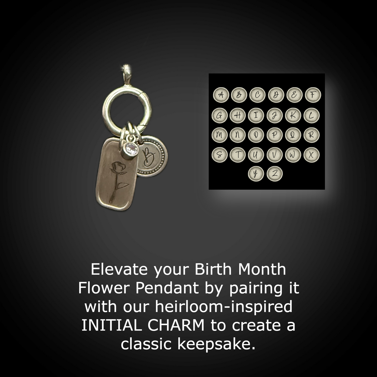 Personalized June Birth Month Rose Flower Charm: Alexandrite CZ Sterling Silver Pendant, Hinged Charm Holder can easily add charms