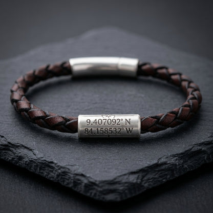 Custom GPS Coordinate Location Bracelet for Men | Latitude and Longitude Jewelry