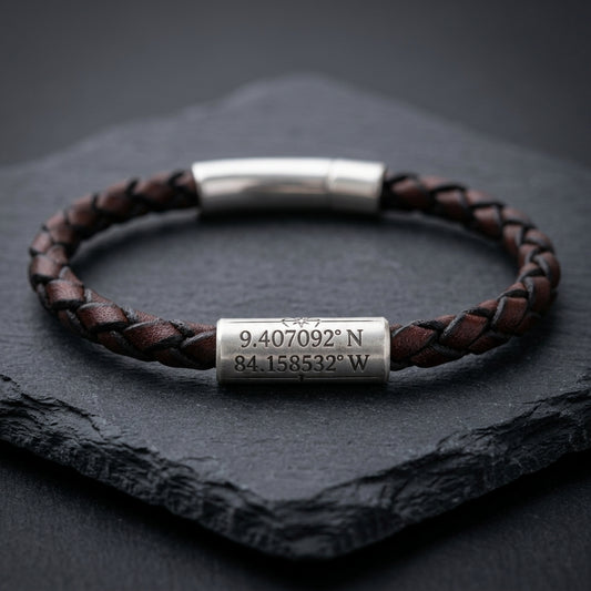 Custom GPS Coordinate Location Bracelet for Men | Latitude and Longitude Jewelry