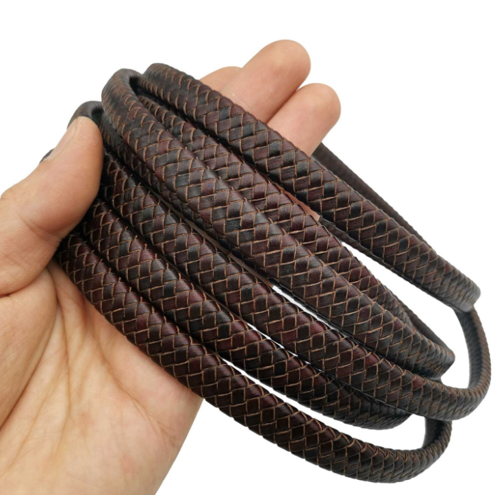 Braided Leather with Sterling Silver Fingerprint Slide Plate