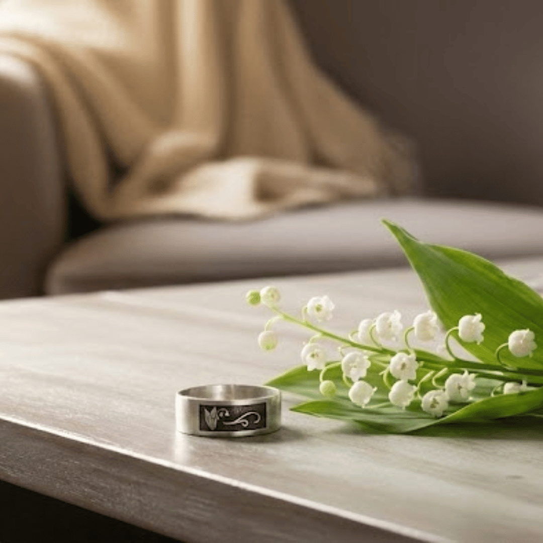 may birth month flower lily of the valley sterling silver ring