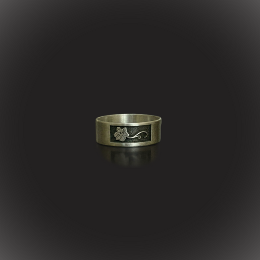 march daffodil engraved ring band