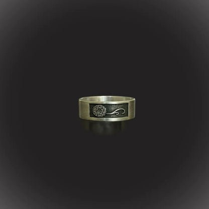 engraved October marigold sterling ring band