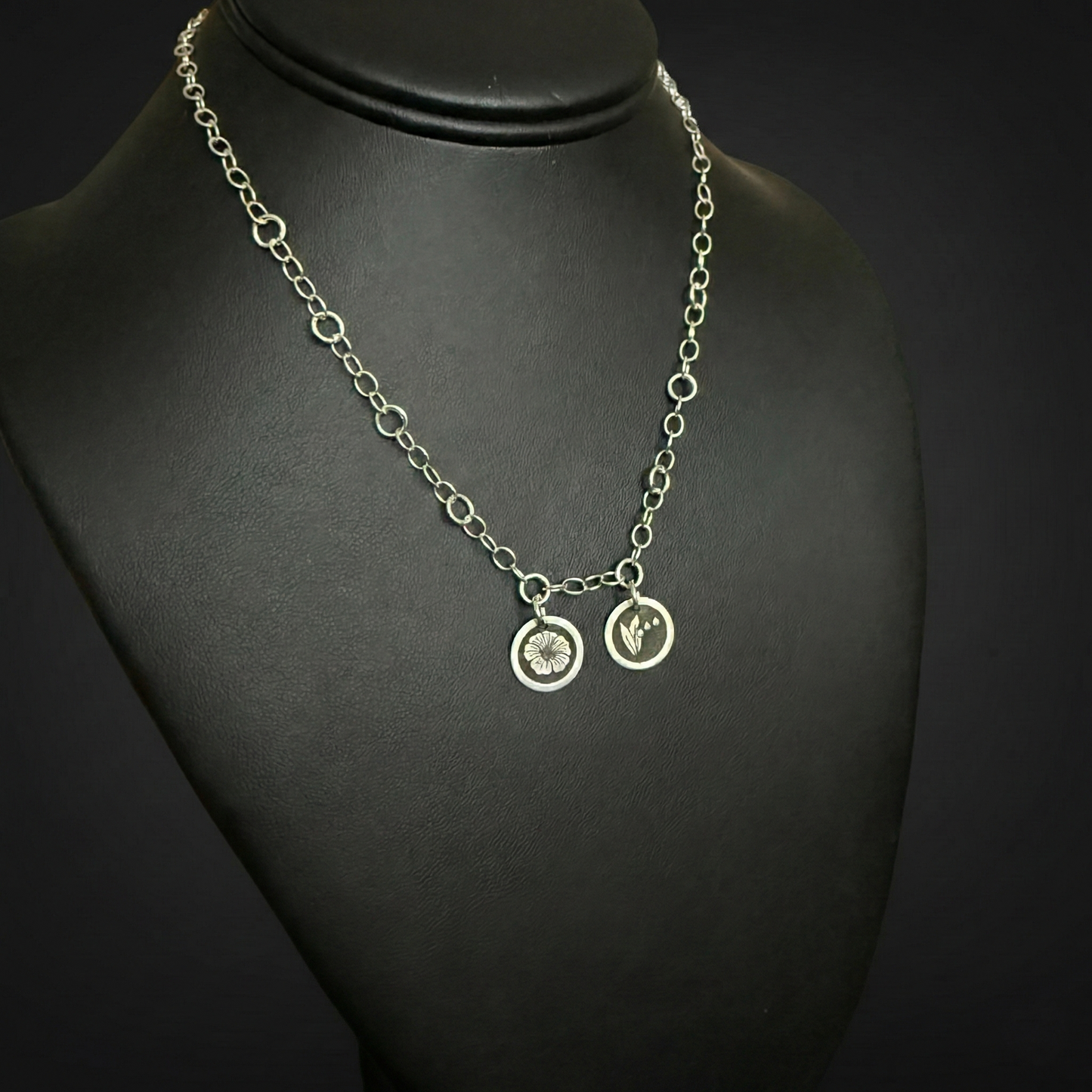 Birth Flower Family Necklace | Sterling Silver Personalized Charm Necklace