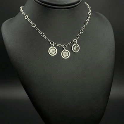 Birth Flower Family Necklace | Sterling Silver Personalized Charm Necklace