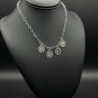 Birth Flower Family Necklace | Sterling Silver Personalized Charm Necklace