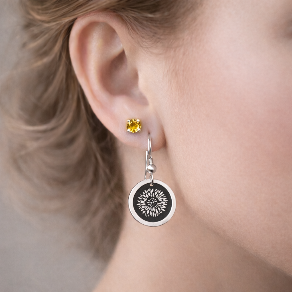 November Birthday Gift | Birth Month Flower Earrings | Chrysanthemum| Born in November