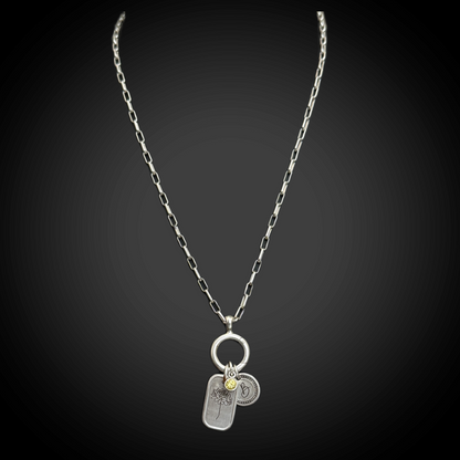 Personalized November Birth Month Chrysanthemum Flower Charm: Citrine CZ Birthstone, Hinged Charm Holder easily add charms, Sterling Silver