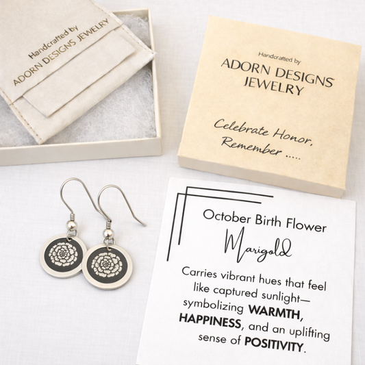 October Birthday Gift | Birth Month Flower Earrings | Marigold | Born in October
