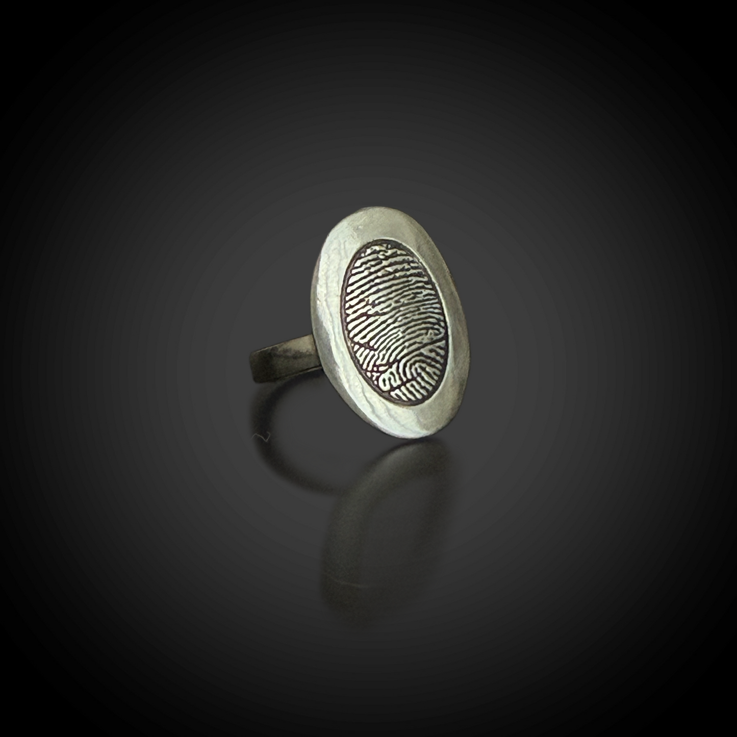Oval Fingerprint Ring — Sterling Silver, Personalized Memorial