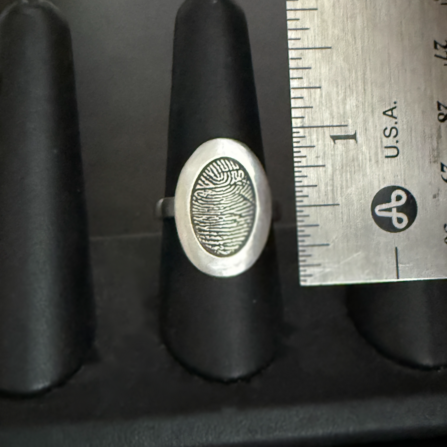 Oval Fingerprint Ring — Sterling Silver, Personalized Memorial