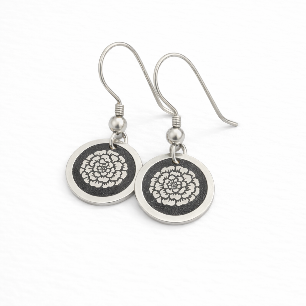 October Birthday Gift | Birth Month Flower Earrings | Marigold | Born in October