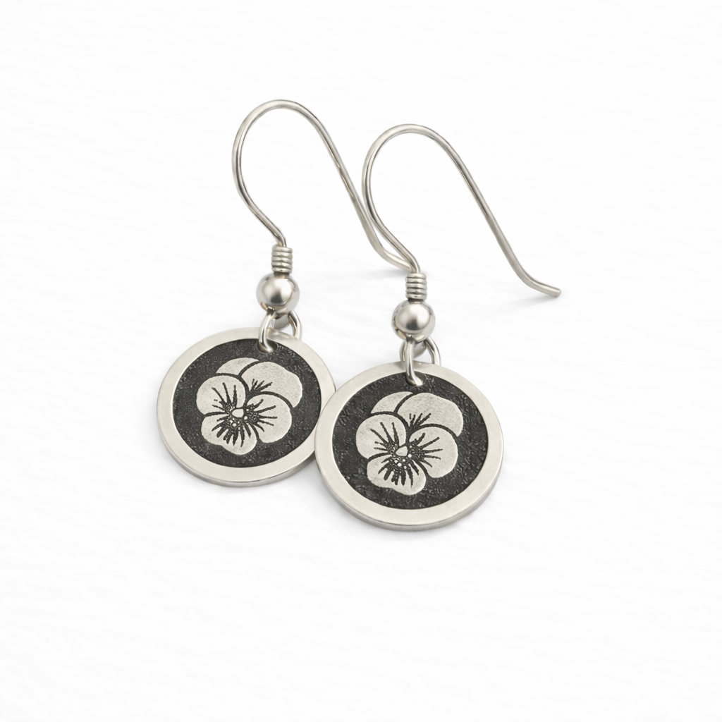 February Birthday Gift | Birth Month Flower Earrings | Violet | Born in February