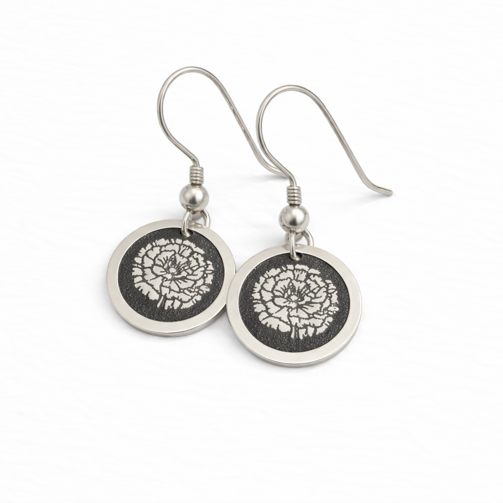 January Birthday Gift | Birth Month Flower Earrings | Carnation | Born in January
