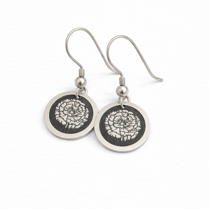 January Birthday Gift | Birth Month Flower Earrings | Carnation | Born in January