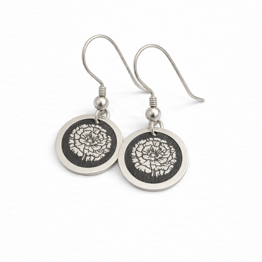 January Birthday Gift | Birth Month Flower Earrings | Carnation | Born in January