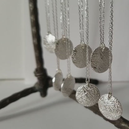 Fingerprint Dome Necklace — Sterling Silver with 18" Flat Oval Cable Chain (Back Engraving Available)