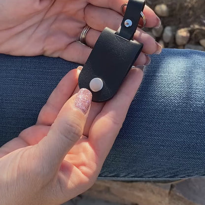 Leather Fold Over Key Ring w/ Handwriting or Fingerprint Medallion