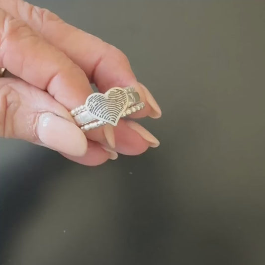 Fingerprint Heart Disk Necklace — Sterling Silver 5/8" Pendant