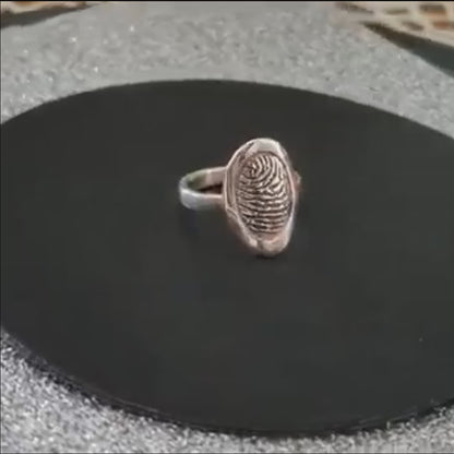 Oval Fingerprint Ring — Sterling Silver, Personalized Memorial