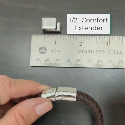 Braided Leather with Sterling Silver Fingerprint Slide Plate